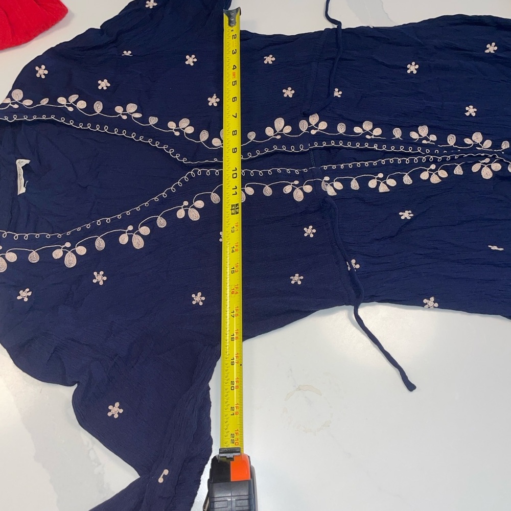 NATURAL LIFE Navy Maxi Dress, Duster, Embroidery, crunchy, - Picture 5 of 9